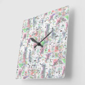 Papiermosaik in undurchsichtigen Farben und mit kl Quadratische Wanduhr (Winkel)