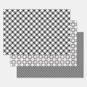 Papiermuster für schwarze und graue Wrapping Craft Geschenkpapier Set