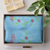 Papiermuster mit hellblauer Blütenblume Seidenpapier (Geschenk)