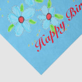 Papiermuster mit hellblauer Blütenblume Seidenpapier (Ausschnitt)