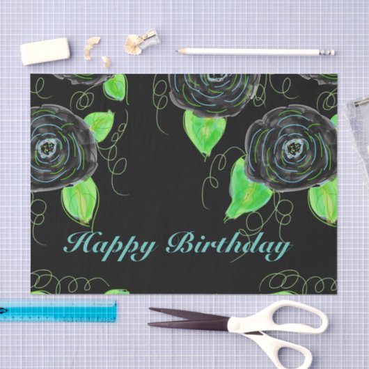 Papiermuster mit schwarzer Blume Seidenpapier (Handwerk)