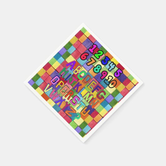 PapierNapkins, Alphabet-Farben-Nummern Serviette (Ecke)