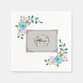 PapierNapkins, graue Monogramm-Blume Serviette (Vorderseite)