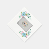 PapierNapkins, graue Monogramm-Blume Serviette (Ecke)