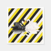 PapierNapkins, Schwäne Schwarz-weißer gelber Strei Serviette (Vorderseite)