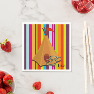 PapierNapkins, Stripe Zelt Camping Schlange Serviette