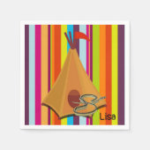 PapierNapkins, Stripe Zelt Camping Schlange Serviette (Vorderseite)