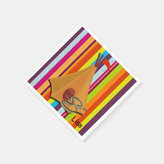 PapierNapkins, Stripe Zelt Camping Schlange Serviette (Ecke)