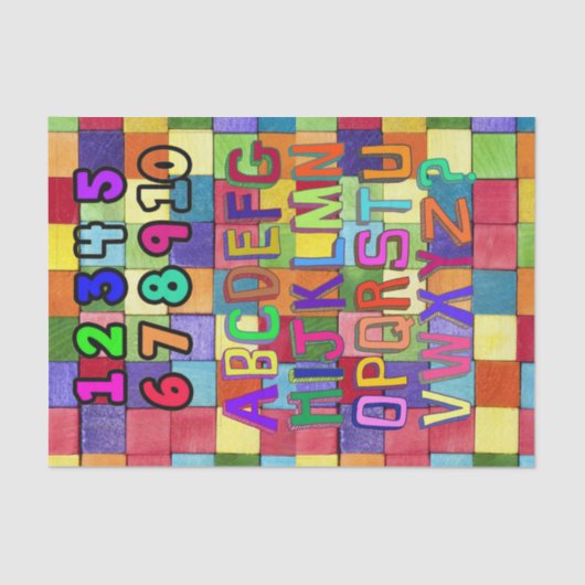 Papiernummern für Gewebepapiere Alphabet-Farben Seidenpapier (Vorderseite)