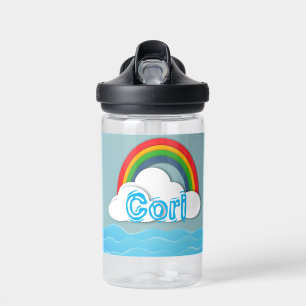Papierozean mit Regenbogen- und Wolken-Individuell Trinkflasche