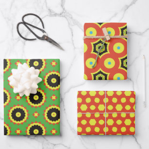 Papierpack 172 Dekorativ Rot Grün Gelb Geschenkpapier Set