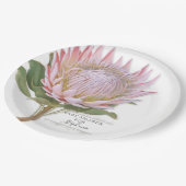 PapierPartymoderne rosa Protea-mit BlumenBlume Pappteller (Schrägansicht)