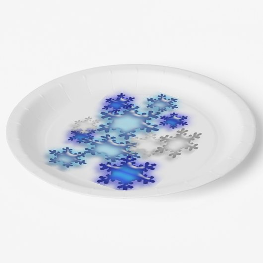 Papierplatte - 3D-Schneeflocken Pappteller (Schrägansicht)