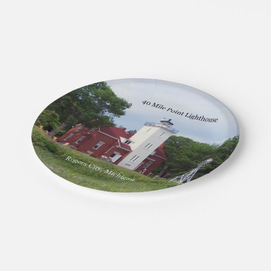 Papierplatte 40 Mile Point Lighthouse Pappteller (Schrägansicht)