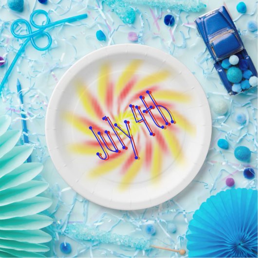 Papierplatte - 4. Juli Feuerwerk Pappteller (Party)