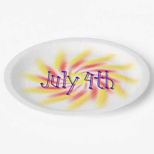 Papierplatte - 4. Juli Feuerwerk Pappteller (Schrägansicht)