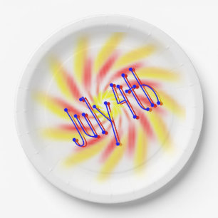 Papierplatte - 4. Juli Feuerwerk Pappteller