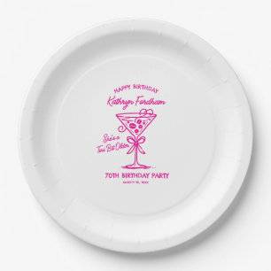 Papierplatte 70. Geburtstag Pink Martini Pappteller
