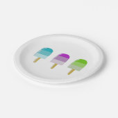 Papierplatte 7" mit Popsicle 3-Design Pappteller (Schrägansicht)