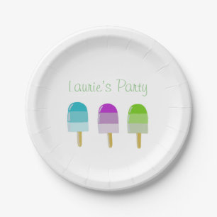 Papierplatte 7" mit Popsikeldesign 3 personalisier Pappteller