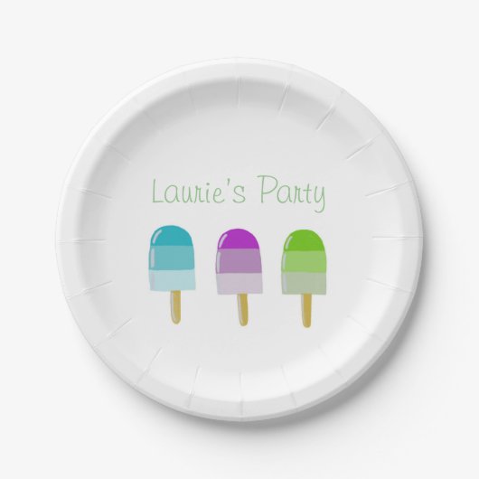 Papierplatte 7" mit Popsikeldesign 3 personalisier Pappteller (Vorderseite)