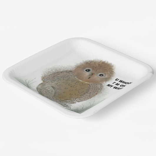 Papierplatte 9"×9" Quadrat Adorable Owl! Pappteller (Gewinkelt)