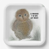 Papierplatte 9"×9" Quadrat Adorable Owl! Pappteller (Vorderseite)