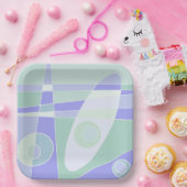 Papierplatte Abstrakte Surfbretter Lila Grün Pappteller (Party)