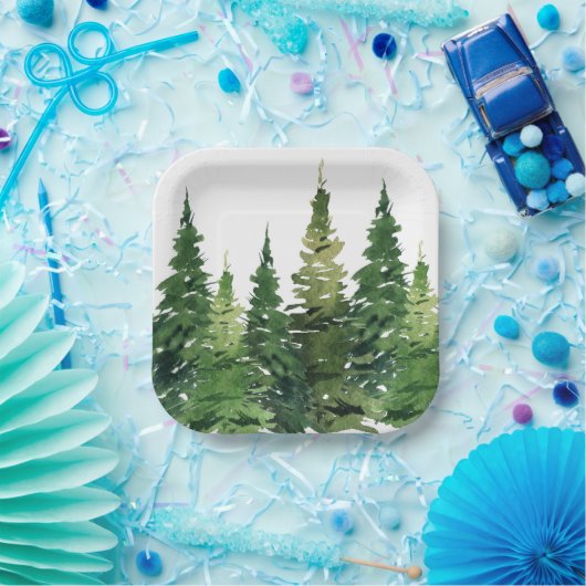 Papierplatte - Aquarellwald Pappteller (Party)