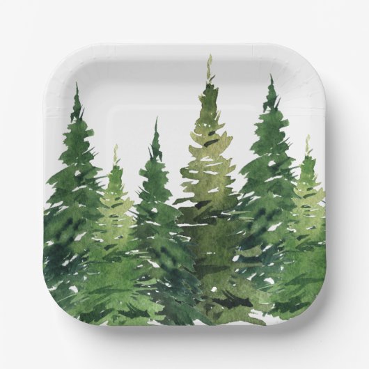 Papierplatte - Aquarellwald Pappteller (Vorderseite)