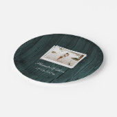 Papierplatte aus aquamarinem Foto Pappteller (Schrägansicht)