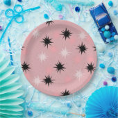 Papierplatte aus atomrosa Sternexplosionen Pappteller (Party)