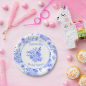 Papierplatte aus blauem und weißem Brautparty Pappteller (Party)