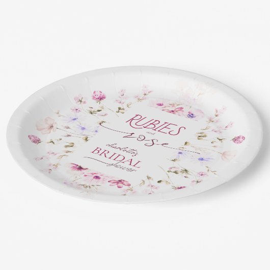 Papierplatte aus blaurosa Brautparty Pappteller (Schrägansicht)