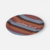 Papierplatte aus braunen und blauen Streifen Pappteller (Schrägansicht)