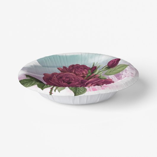 Papierplatte aus Burgund und grüner Seide Pappteller (Gewinkelt)