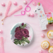 Papierplatte aus Burgund und grüner Seide Pappteller (Party)