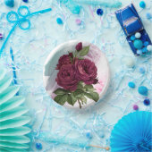 Papierplatte aus Burgund und grüner Seide Pappteller (Party)