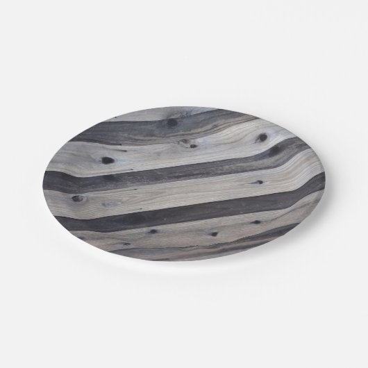 Papierplatte aus grauem Holz Pappteller (Schrägansicht)