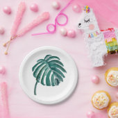 Papierplatte aus grünem Palmblättern Pappteller (Party)