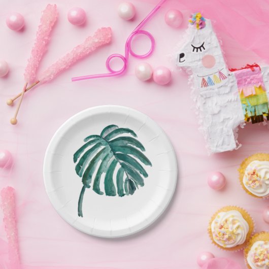 Papierplatte aus grünem Palmblättern Pappteller (Party)