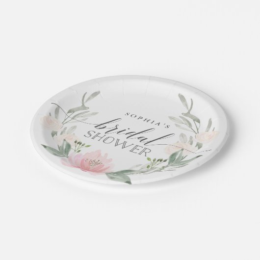 Papierplatte aus pastelfarbenem Brautparty Pappteller (Schrägansicht)