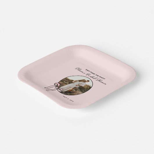 Papierplatte aus personalisiertem rosa Brautparty Pappteller (Gewinkelt)