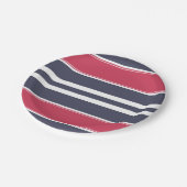 Papierplatte aus Preppy Red, White & Blue Stripe Pappteller (Schrägansicht)