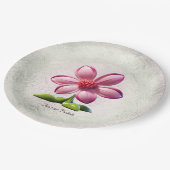 Papierplatte aus rosa Blume Pappteller (Schrägansicht)