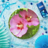 Papierplatte aus rosa Hibiskus Pappteller (Party)