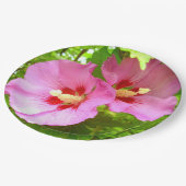 Papierplatte aus rosa Hibiskus Pappteller (Schrägansicht)