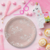Papierplatte aus rosa und weißem Shabby Chic Pappteller (Party)