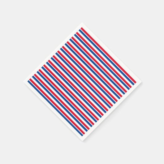 Papierplatte aus rotem, weißem und blauem Streifen Serviette (Ecke)