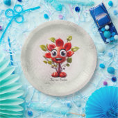 Papierplatte aus roter Blume Pappteller (Party)